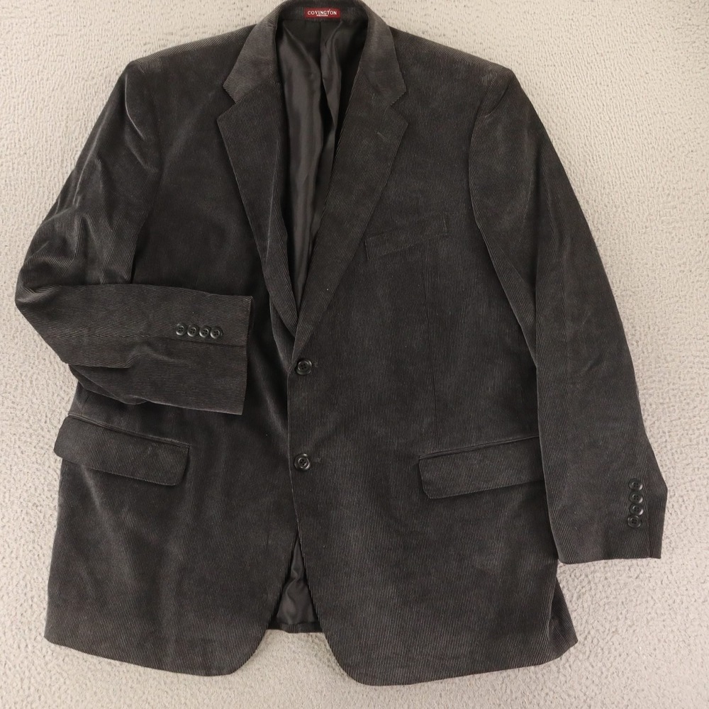 Covington Jacket 48R XL Gray 100% Cotton Corduroy Blazer Sport Coat